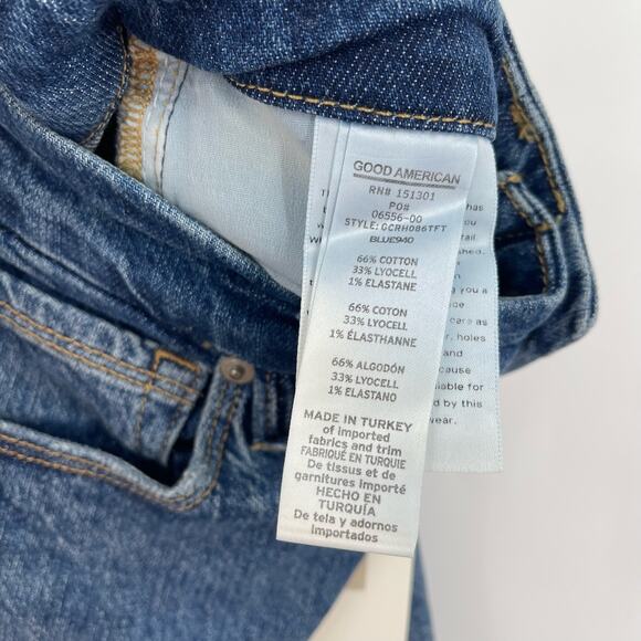 Good American Good Crop Raw Hem Slim Jeans Blue 940 Women's Size 4/27 NWT - Picture 6 of 8